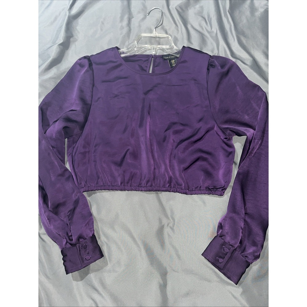 House Of Harlow 1960 Midriff Top Womens Medium Eggplant Purple Top Long‎ sleeves